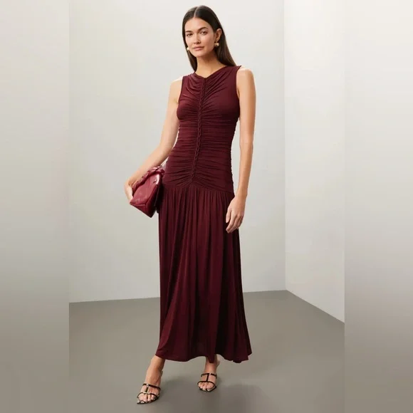 Ulla Johnson Flora Burgundy Sleeveless Dress - Picture 3 of 8